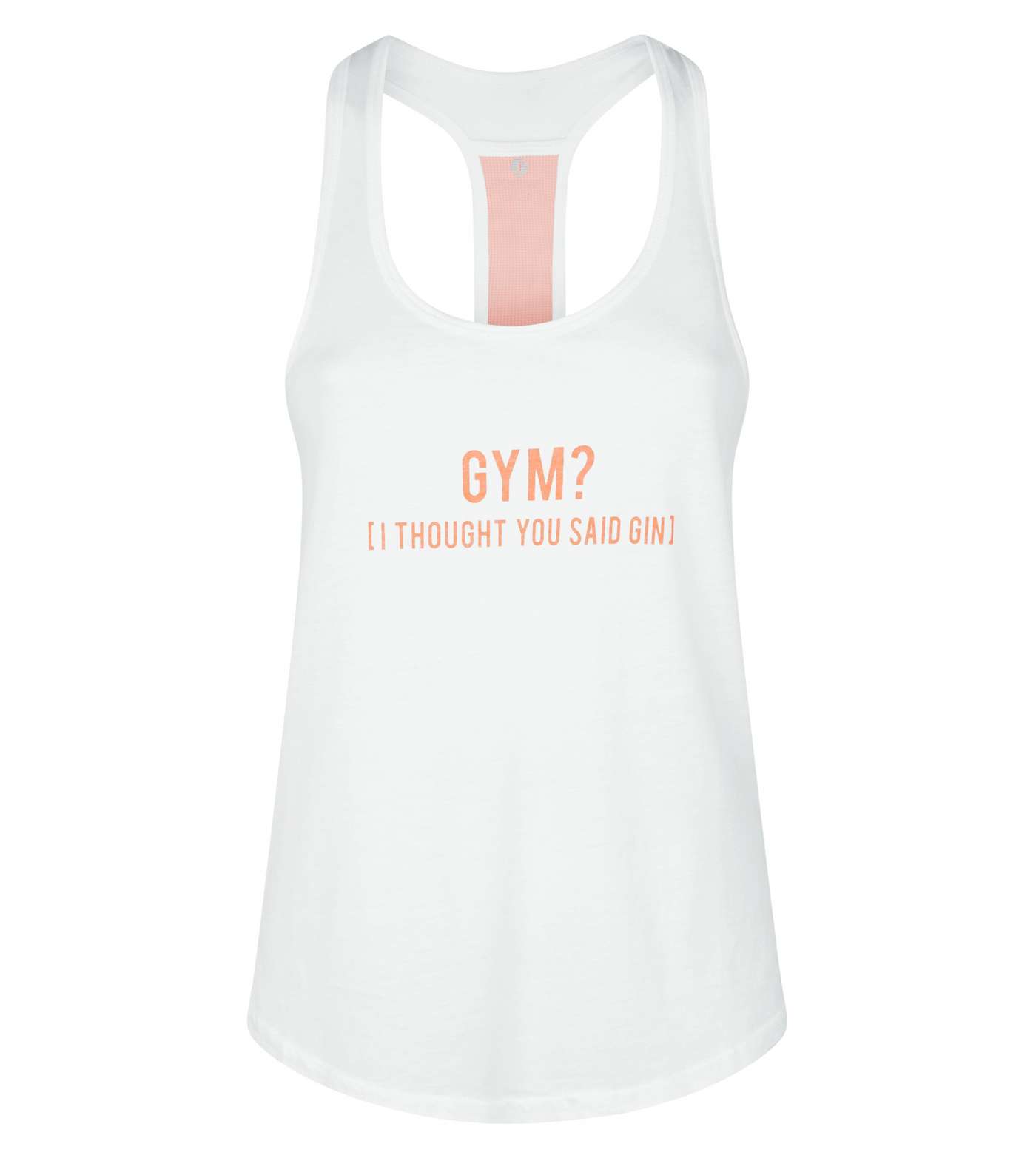 White Gym Gin Slogan Sports Vest Image 4