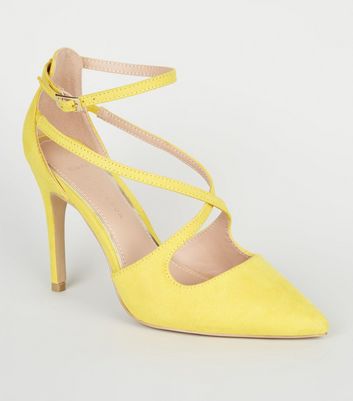 wide fit yellow heels