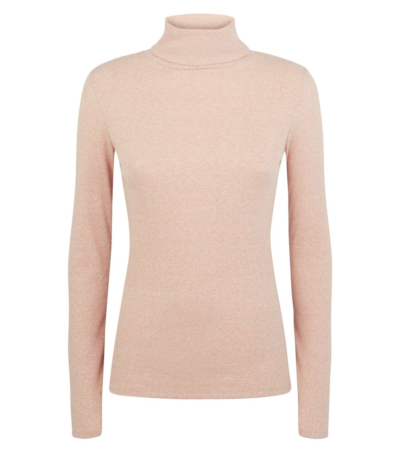 Cream Ribbed Roll Neck Long Sleeve Top Image 4