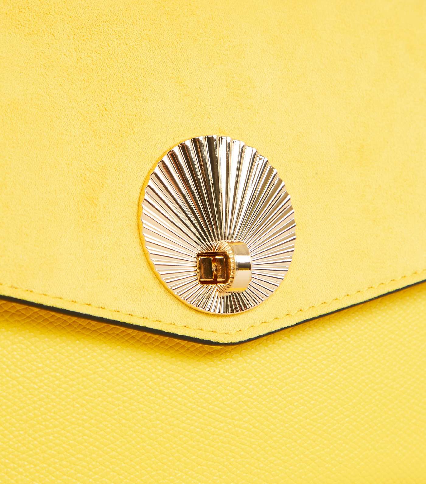 Yellow Suedette Shell Disc Clutch Bag Image 4