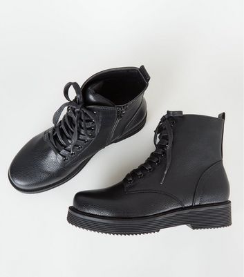 Black Chunky Lace Up Boots | New Look