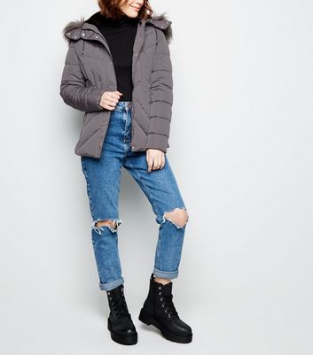 new look grey puffer coat