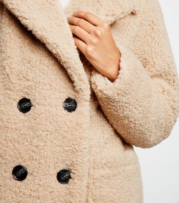 double breasted borg coat