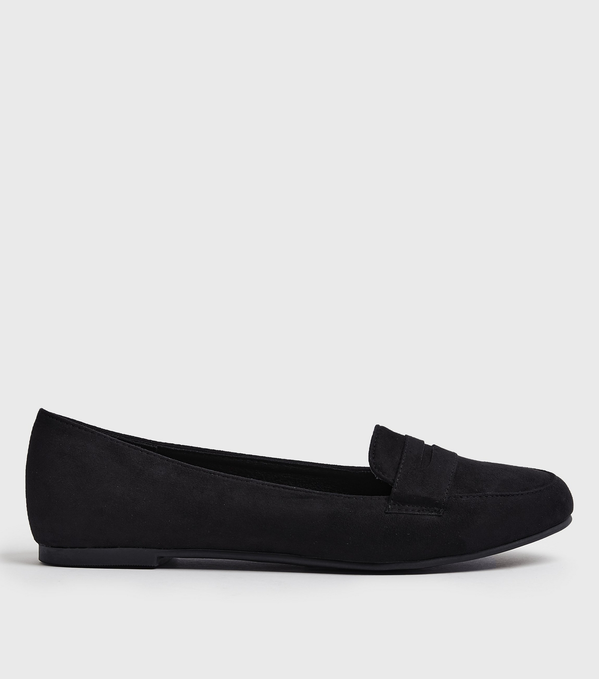 Women's Black Suedette Penny Loafers Vegan New Look
