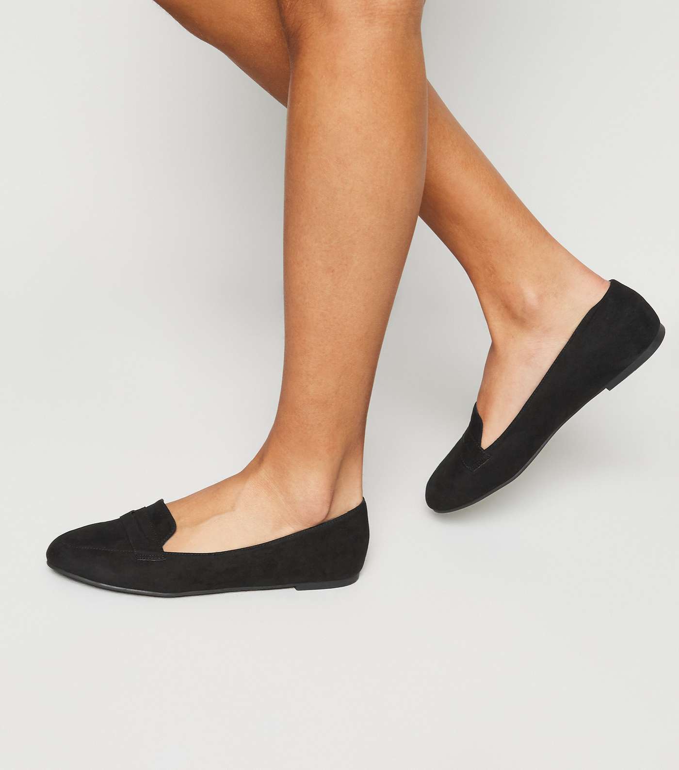 Black Suedette Penny Loafers Image 2