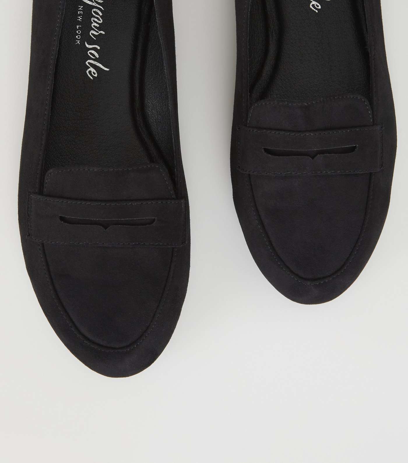 Black Suedette Penny Loafers Image 4