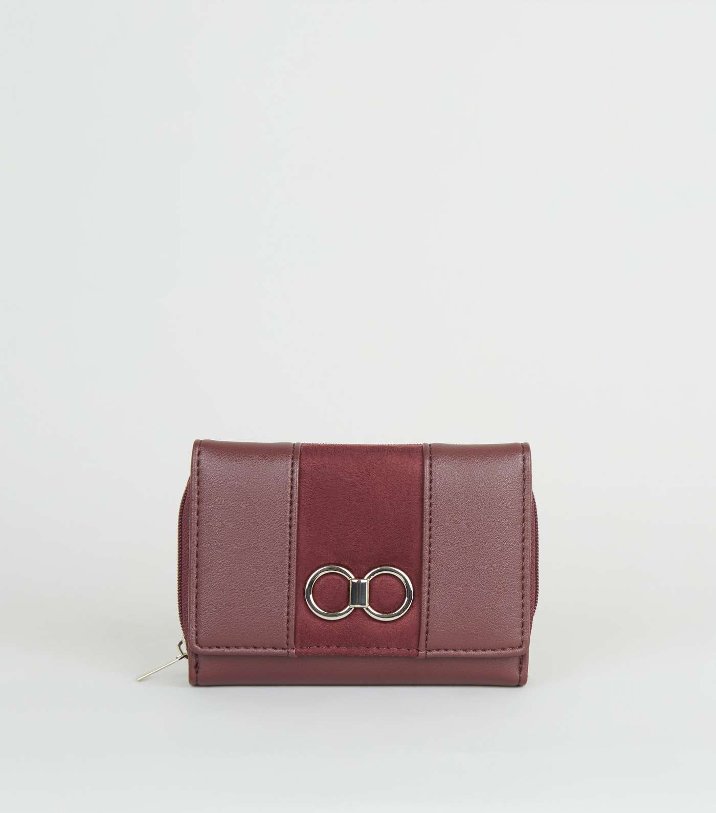 Burgundy Leather-Look Ring Front Purse