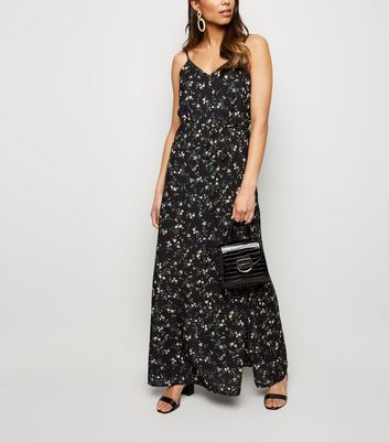 Mela Black Ditsy Floral Maxi Dress | New Look