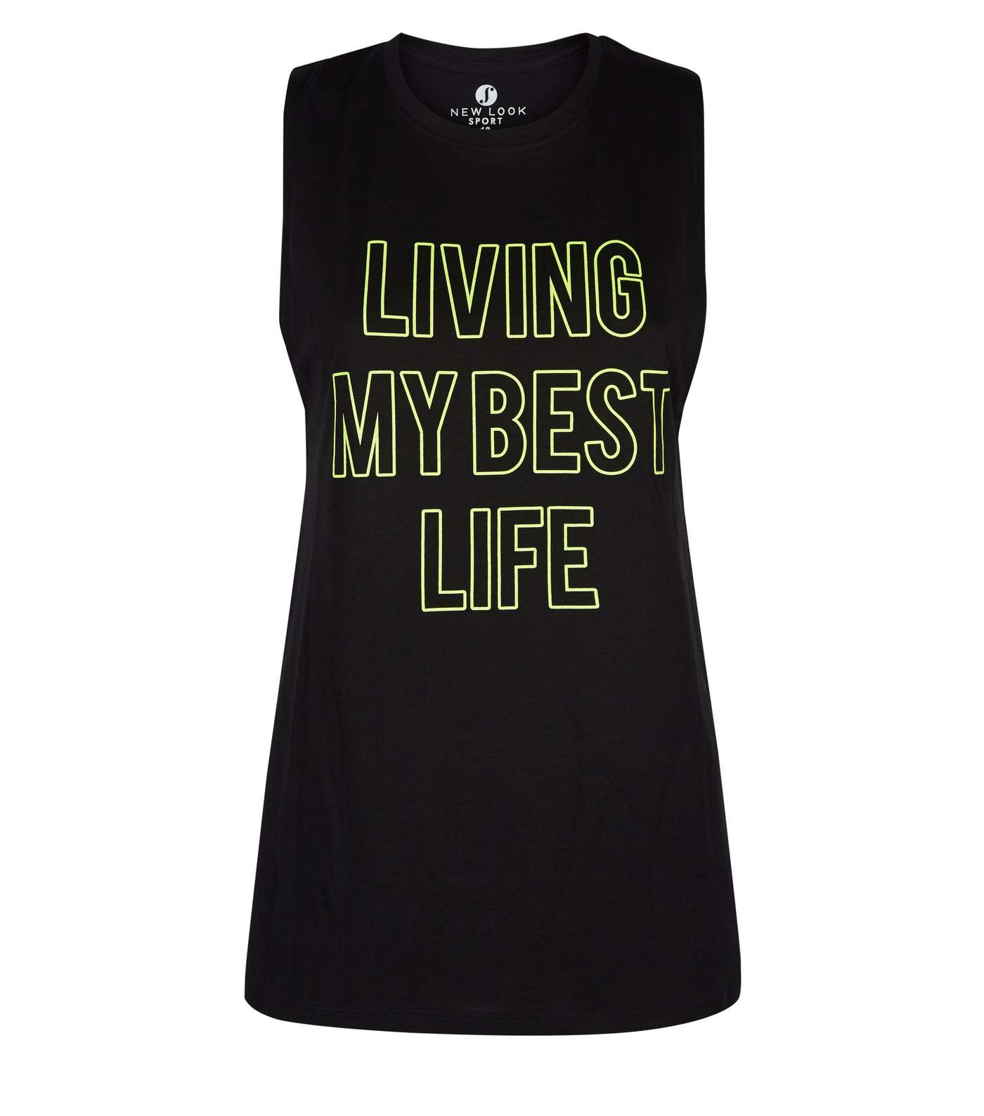 Black Best Life Neon Slogan Sports Vest  Image 4