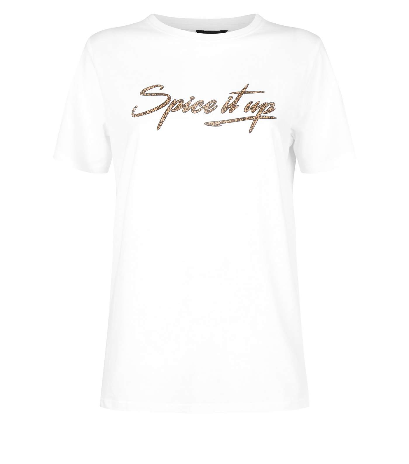 White Spice It Up Leopard Print Slogan T-Shirt Image 4
