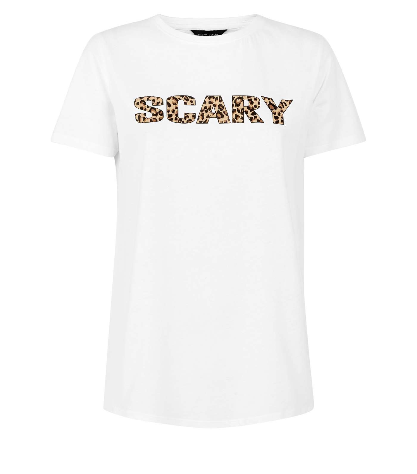 White Scary Leopard Print Slogan T-Shirt Image 4