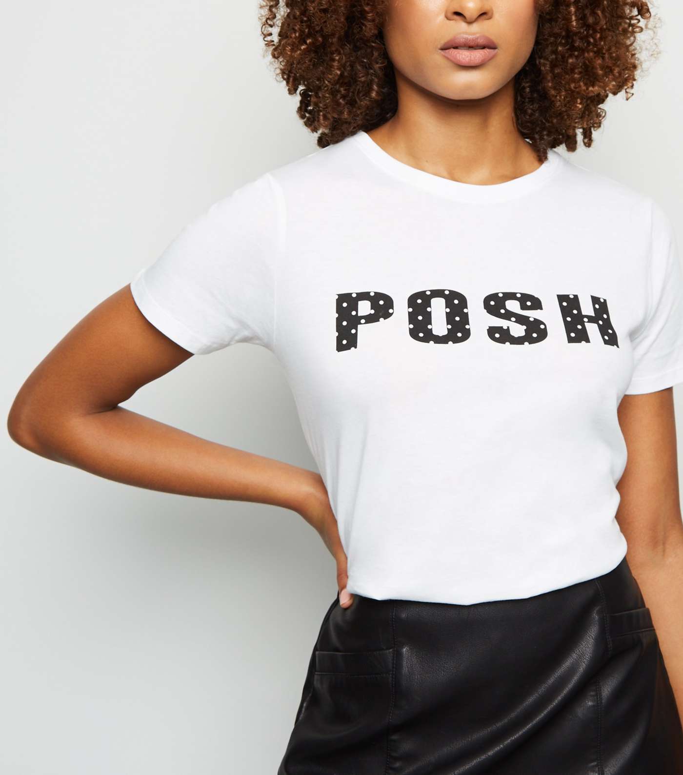 White Posh Polka Dot Slogan T-Shirt