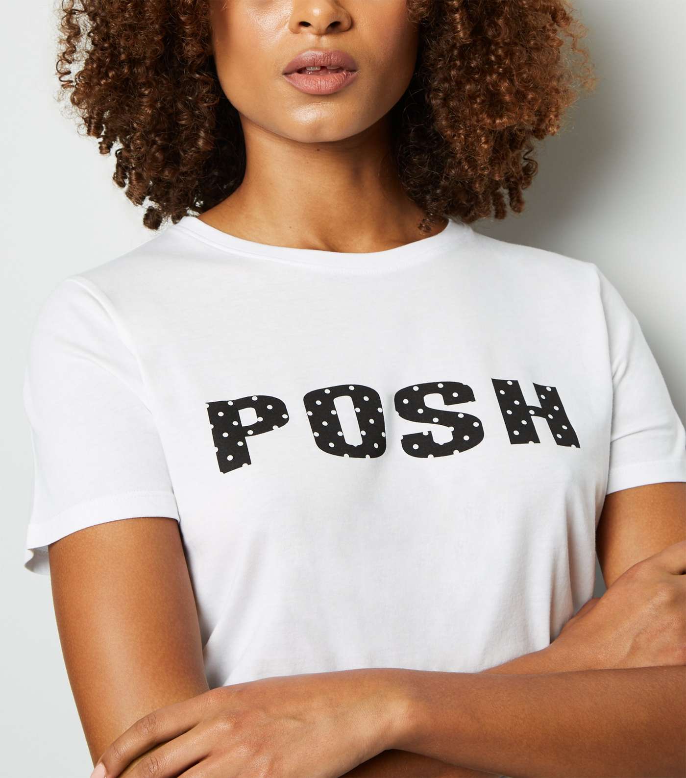 White Posh Polka Dot Slogan T-Shirt Image 3