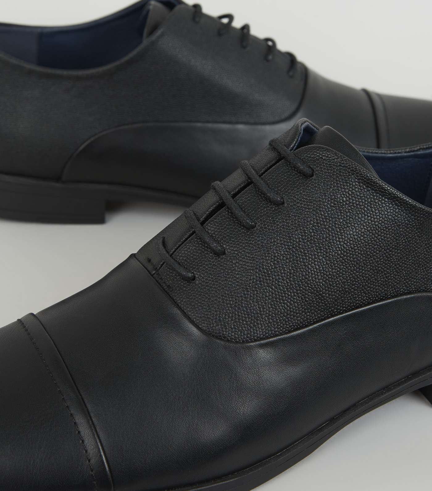 Black Leather-Look Oxford Shoes Image 3