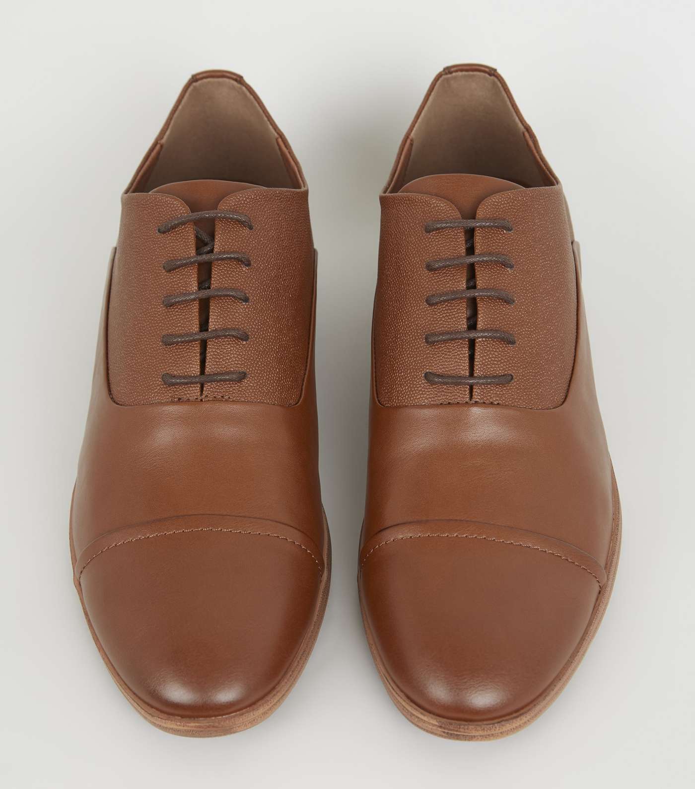 Tan Leather-Look Oxford Shoes Image 3