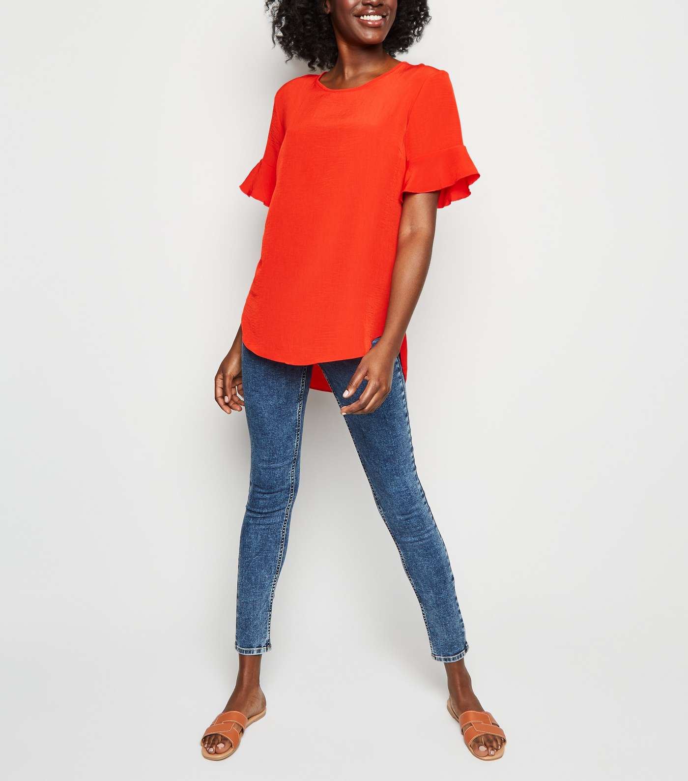 Red Frill Sleeve T-Shirt Image 2