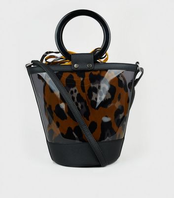 clear leopard purse
