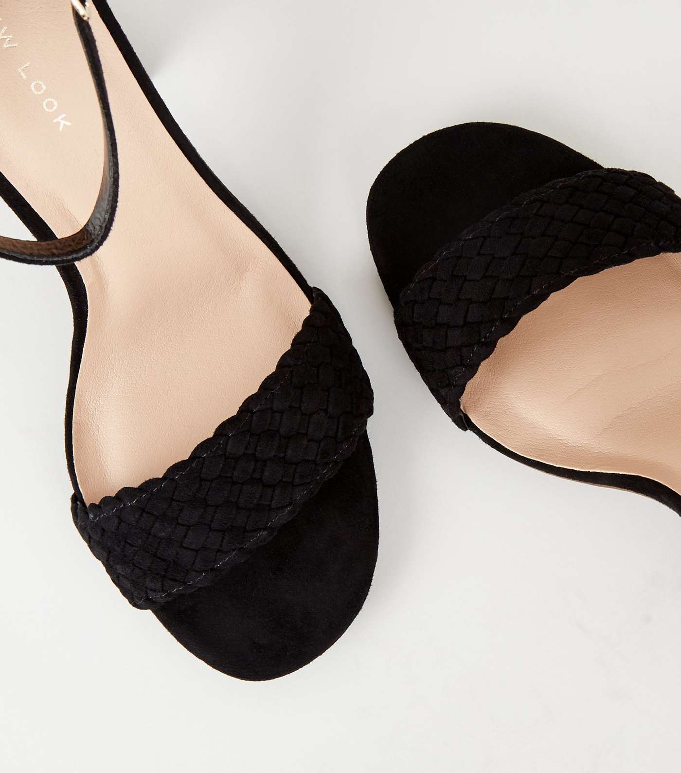 Black Woven Strap Block Heel Sandals Image 4