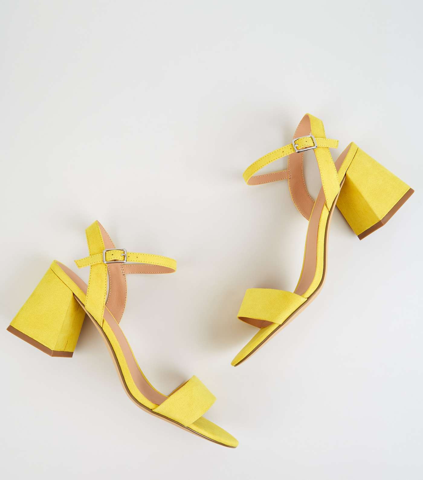 Yellow Suedette Flared Block Heels Image 3