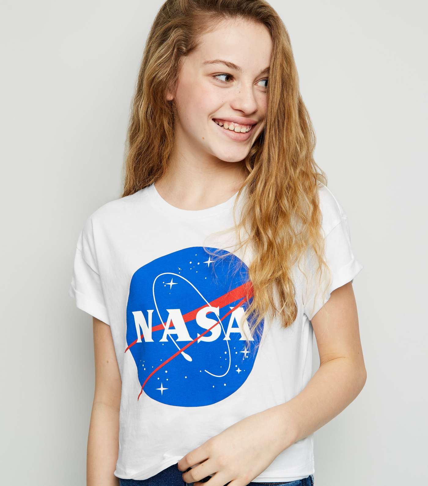 Girls White NASA Logo Top
