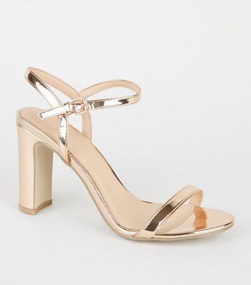 rose gold block heels new look