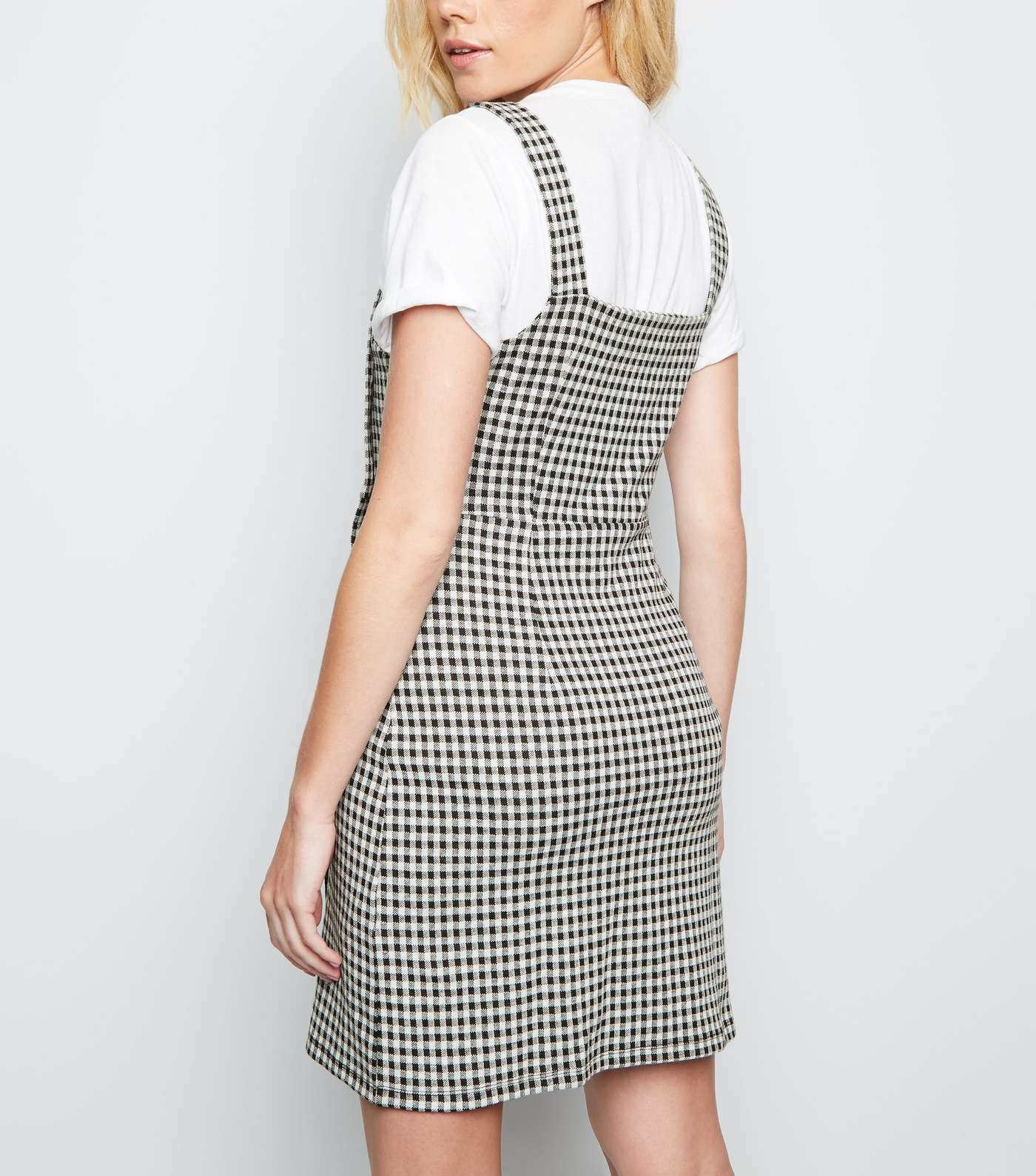 Black Gingham Button Side Pinafore Dress  Image 3