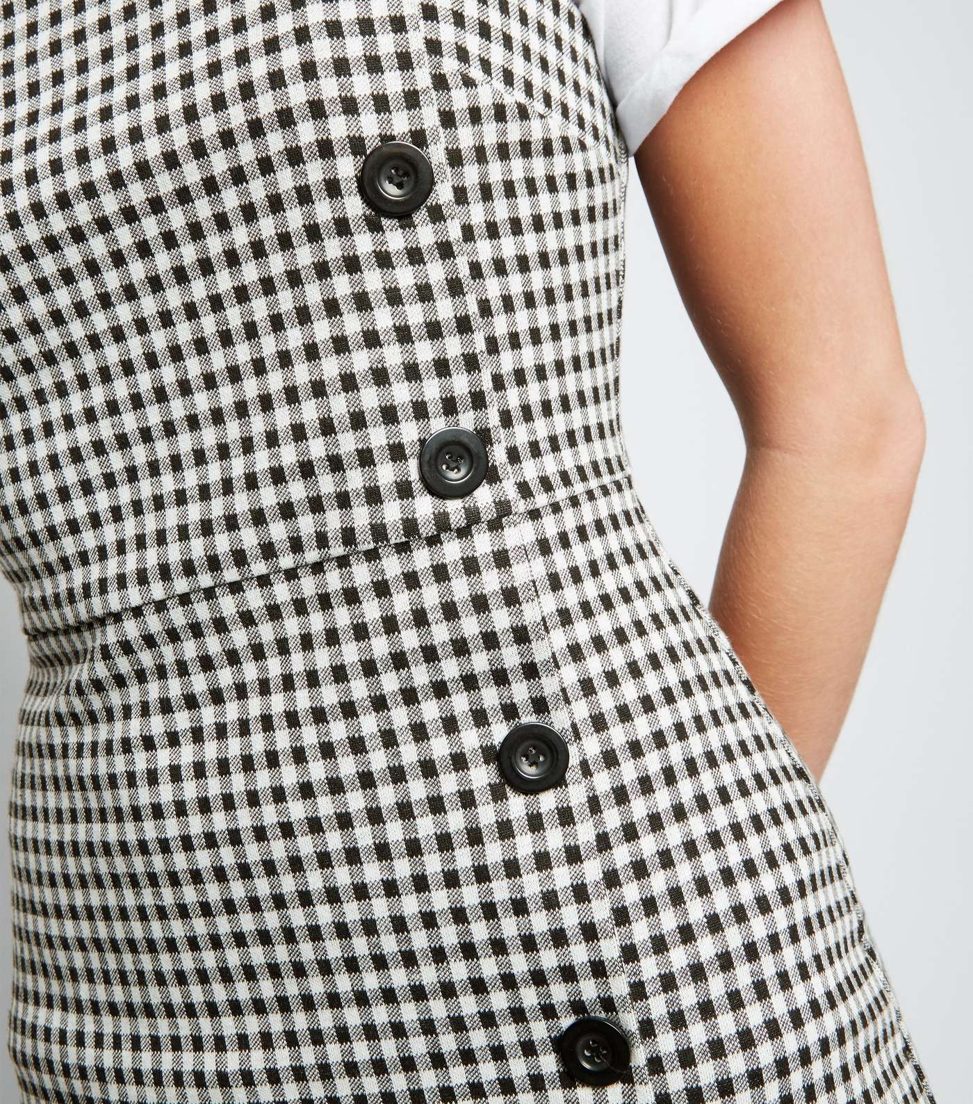 Black Gingham Button Side Pinafore Dress  Image 5