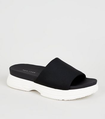 Black Chunky Sole Sporty Footbed 