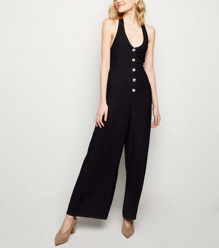 black halter neck jumpsuit
