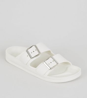 white leather slider