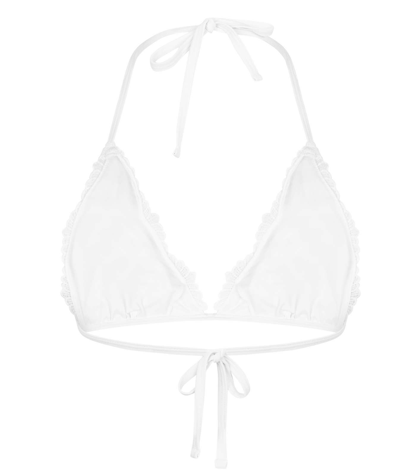 White Lace Triangle Bikini Top  Image 5