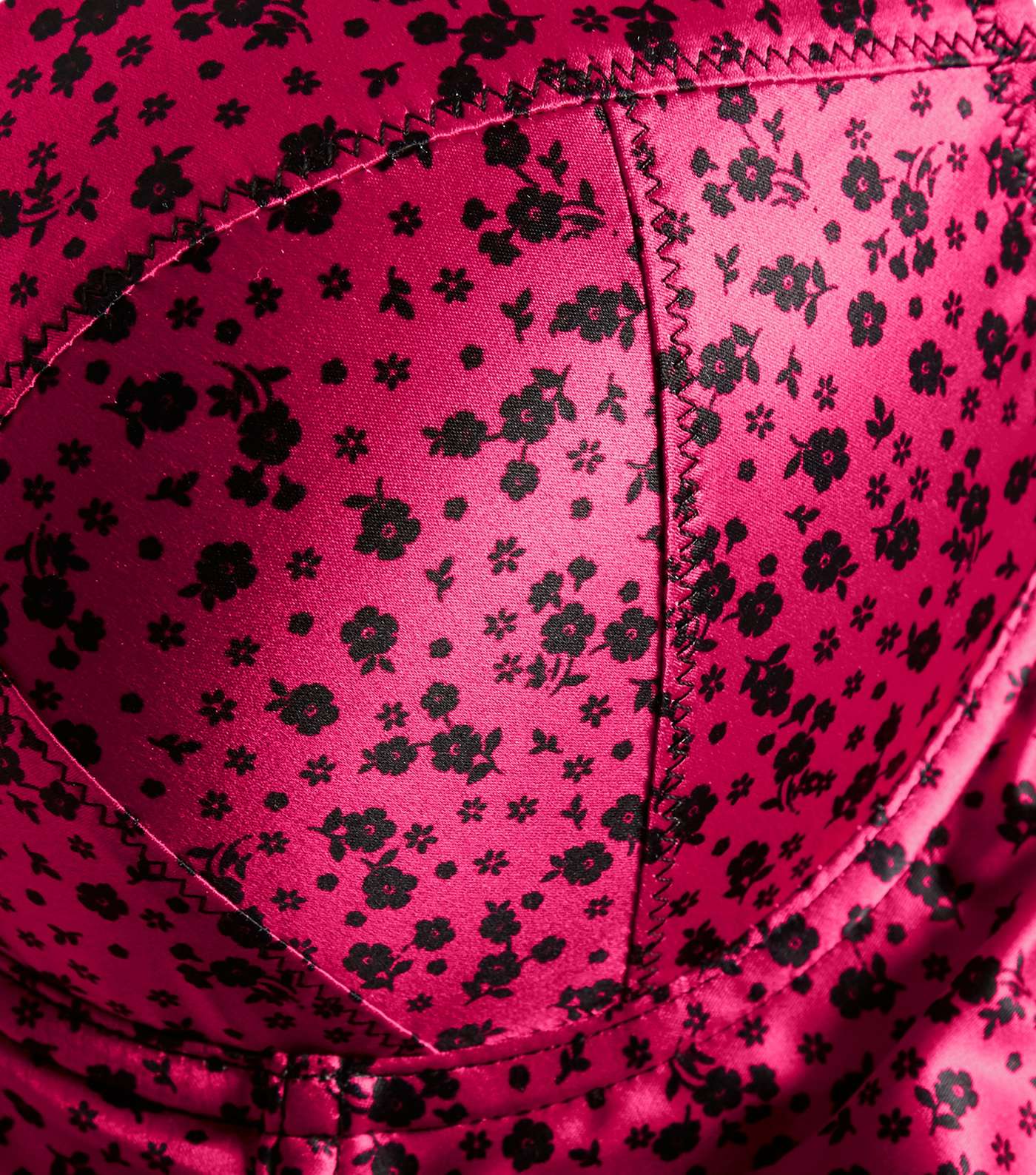 Bright Pink Floral Satin Push-Up Bra Image 4