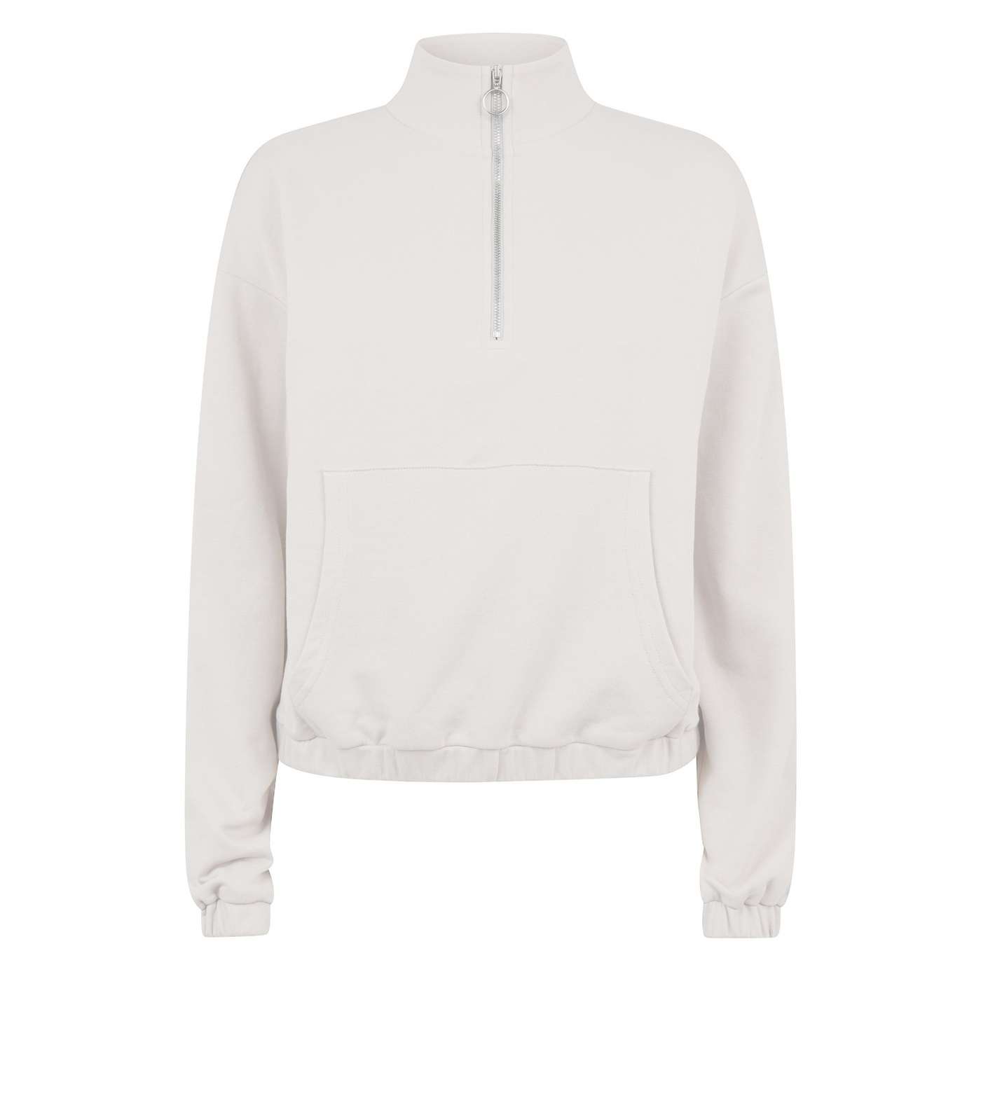 Pale Grey Half Zip Pocket Front Sweatshirt  Image 4