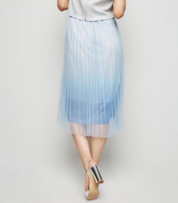 new look blue pleated skirt