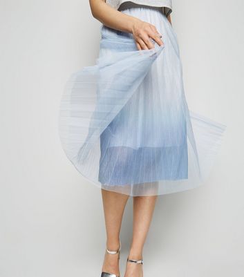 new look blue pleated skirt