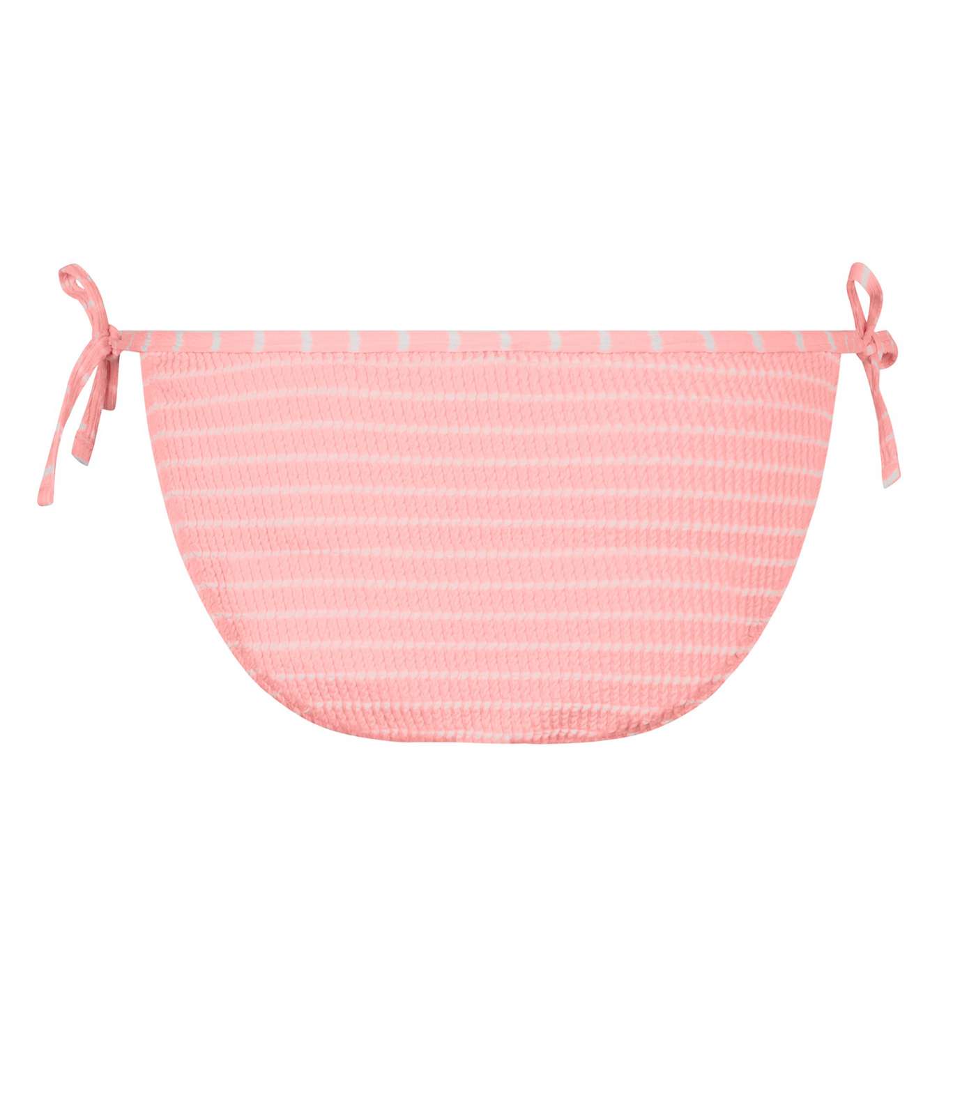 Bright Pink Stripe Crinkle Tie Side Bikini Bottoms  Image 5