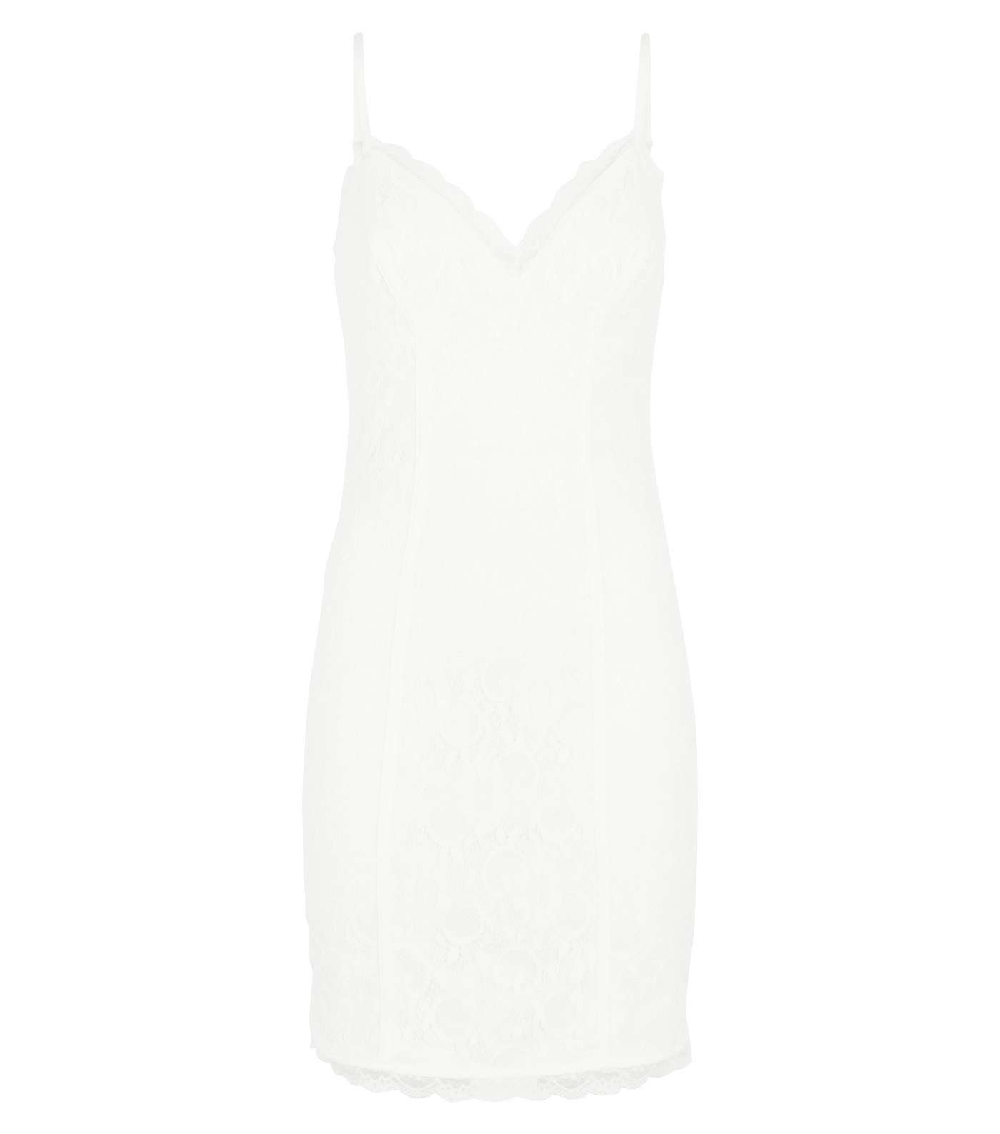 White Lace Strappy Bodycon Dress Image 4