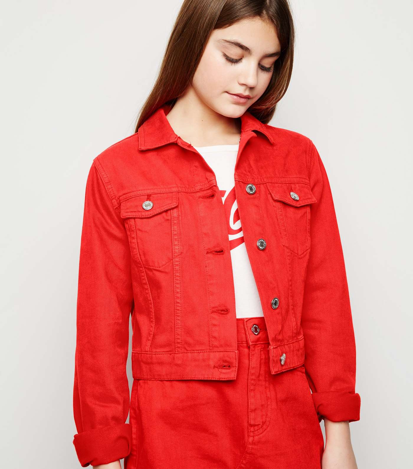 Girls Red Denim Jacket