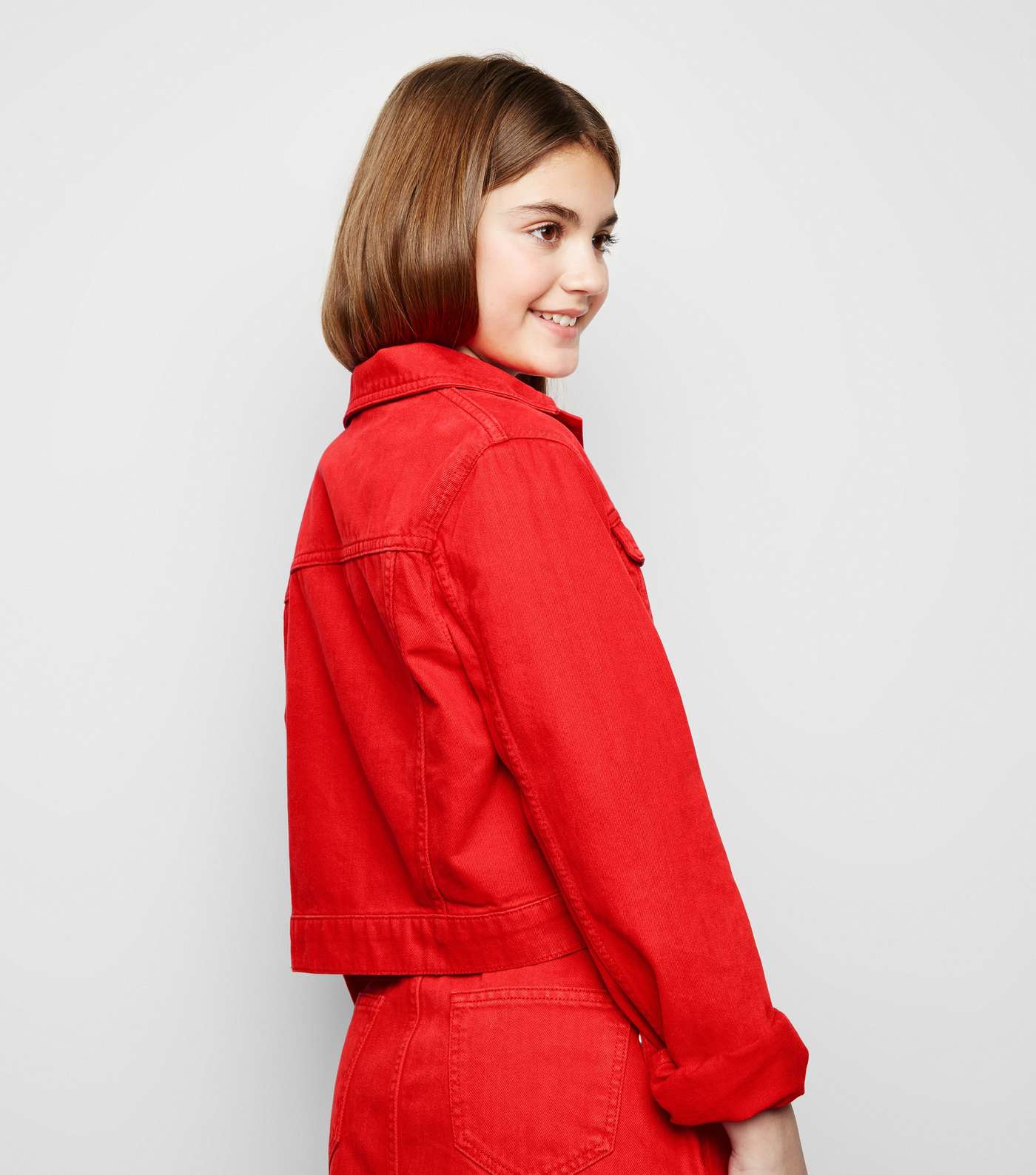 Girls Red Denim Jacket Image 5
