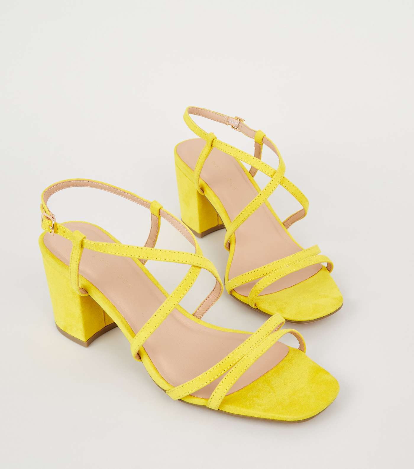 Wide Fit Yellow Suedette Strappy Heel Sandals Image 4