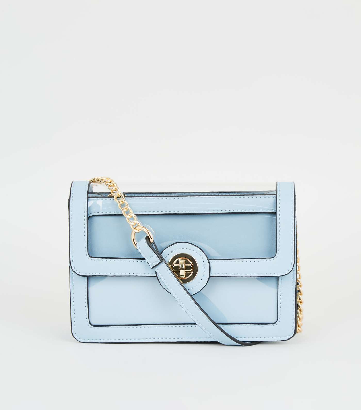 Pale Blue and Clear Cross Body Bag