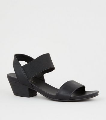 new look black low heel sandals