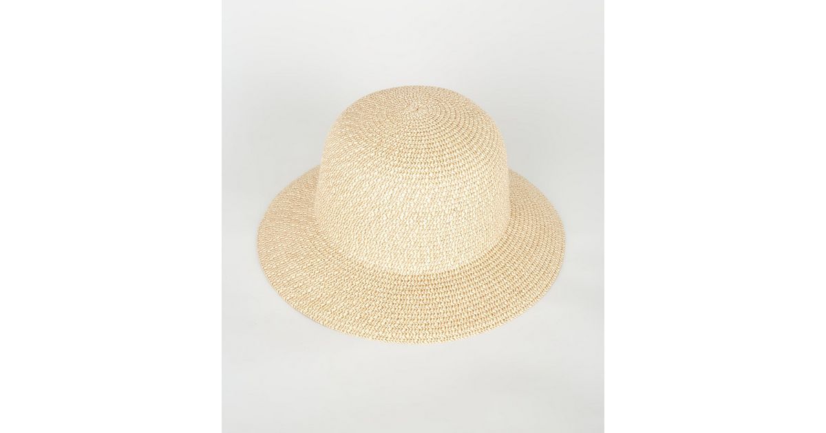 Stone Woven Straw Effect Bucket Hat New Look