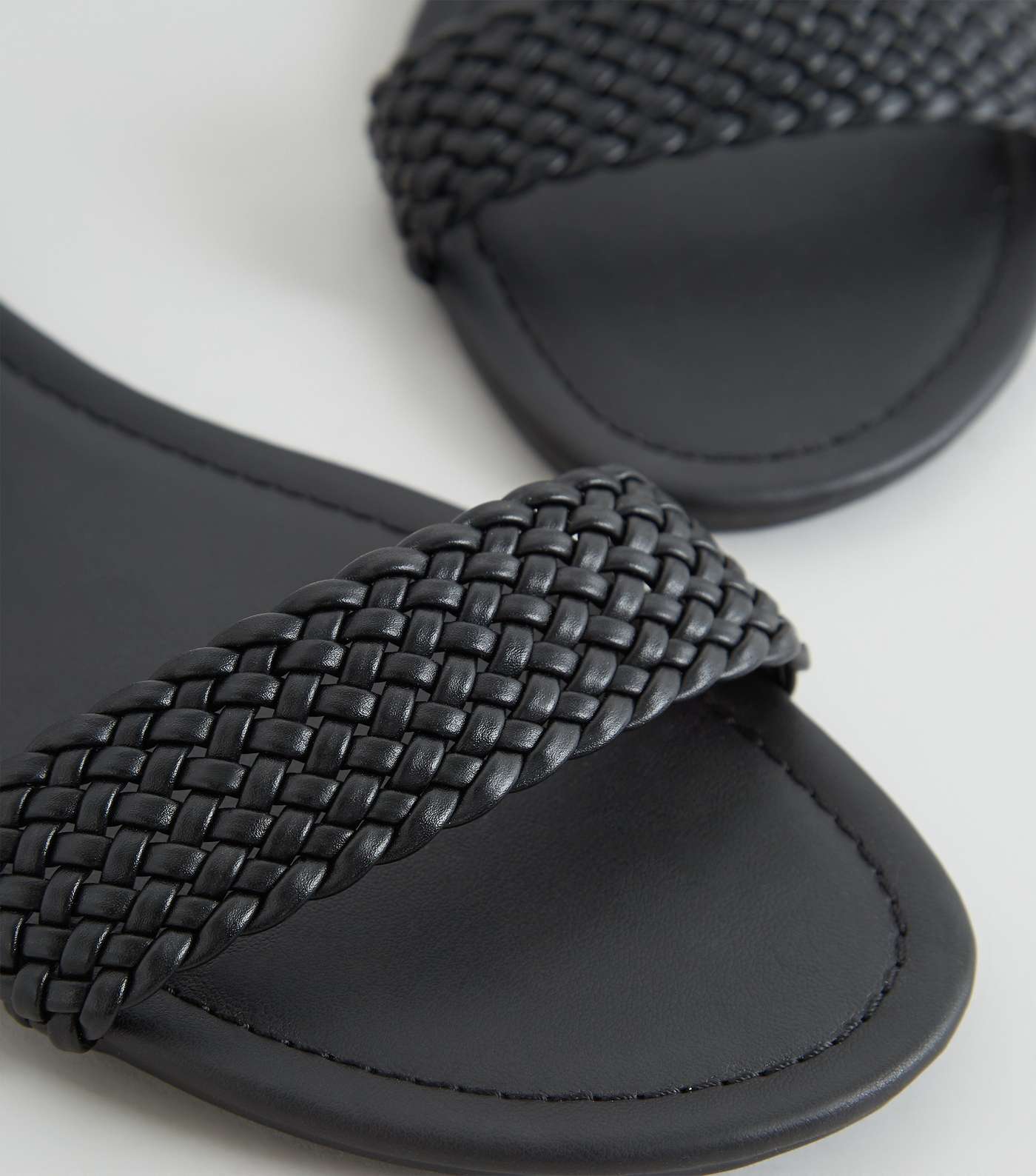 Wide Fit Black Woven Strap Flat Sandals Image 4