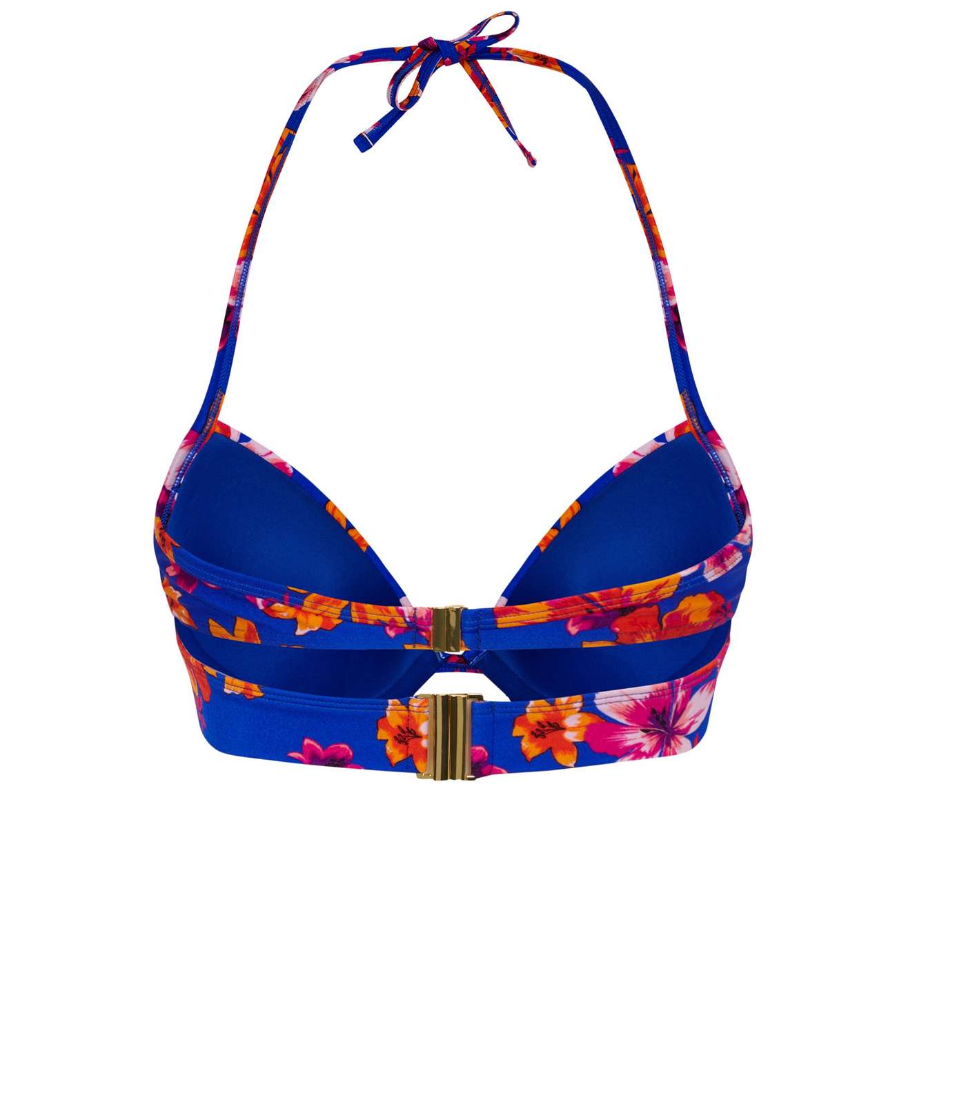 Blue Floral Longline Underwired Bikini Top  Image 5