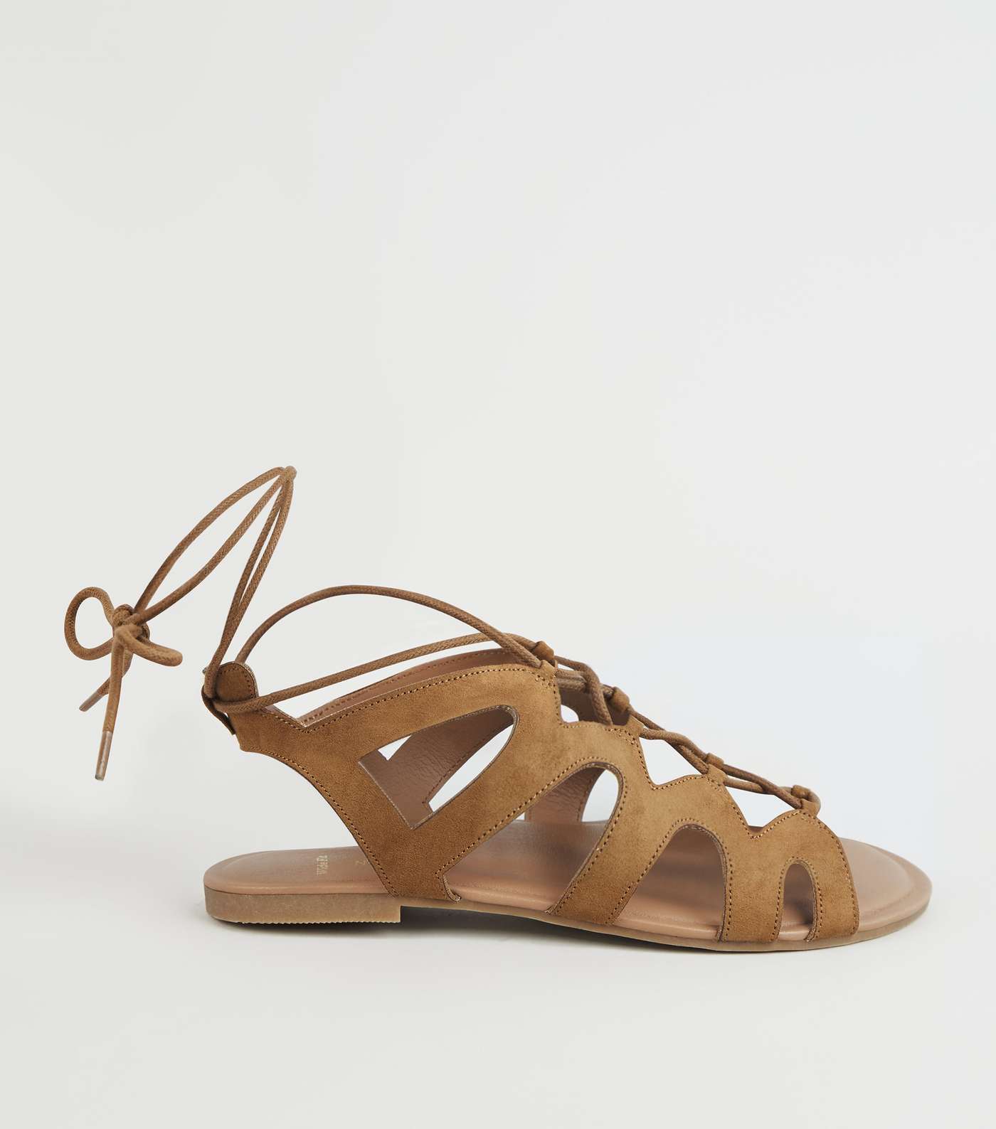 Wide Fit Tan Lace Up Ghillie Sandals