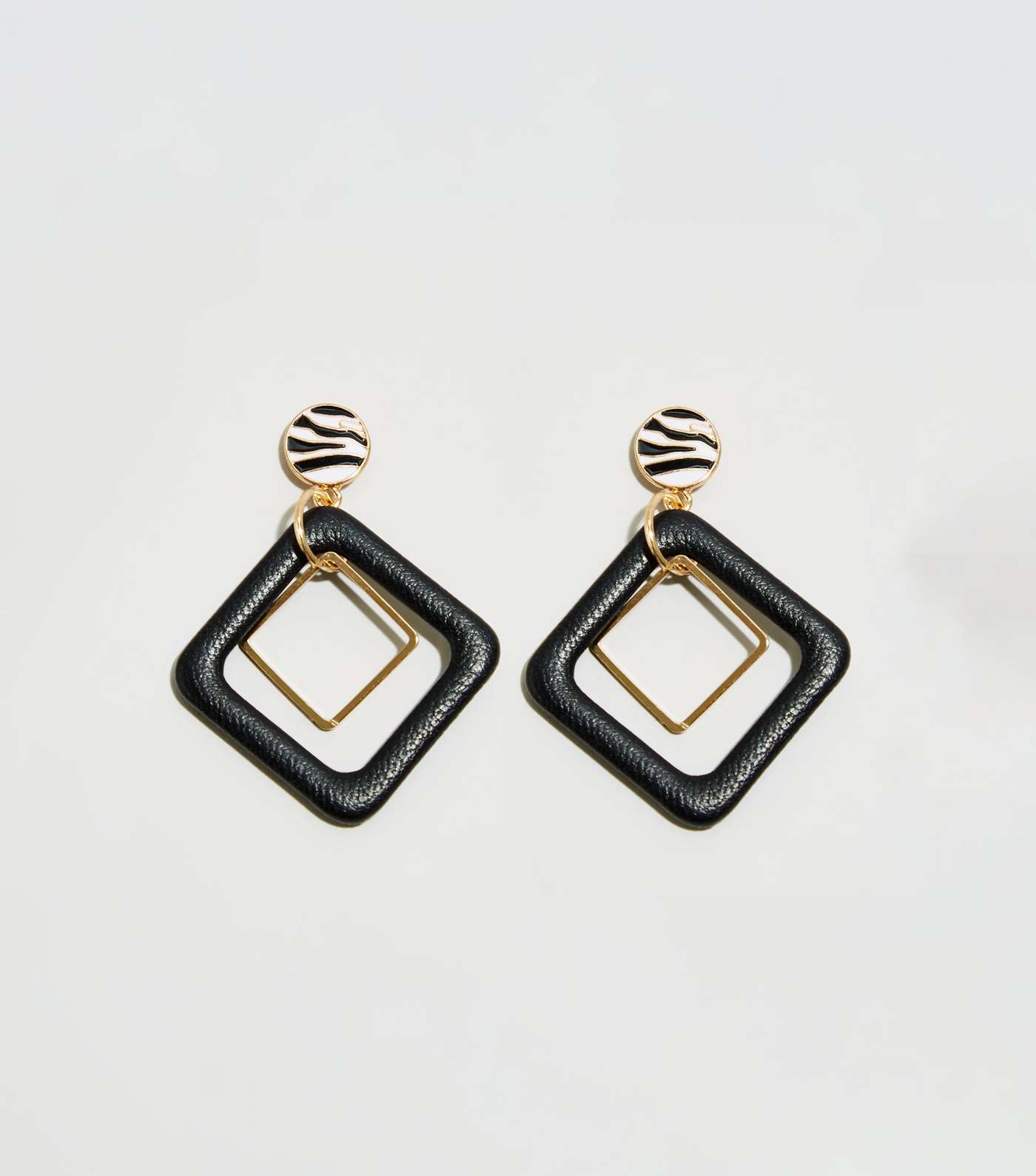 WANTED Black Layered Drop Square Earrings