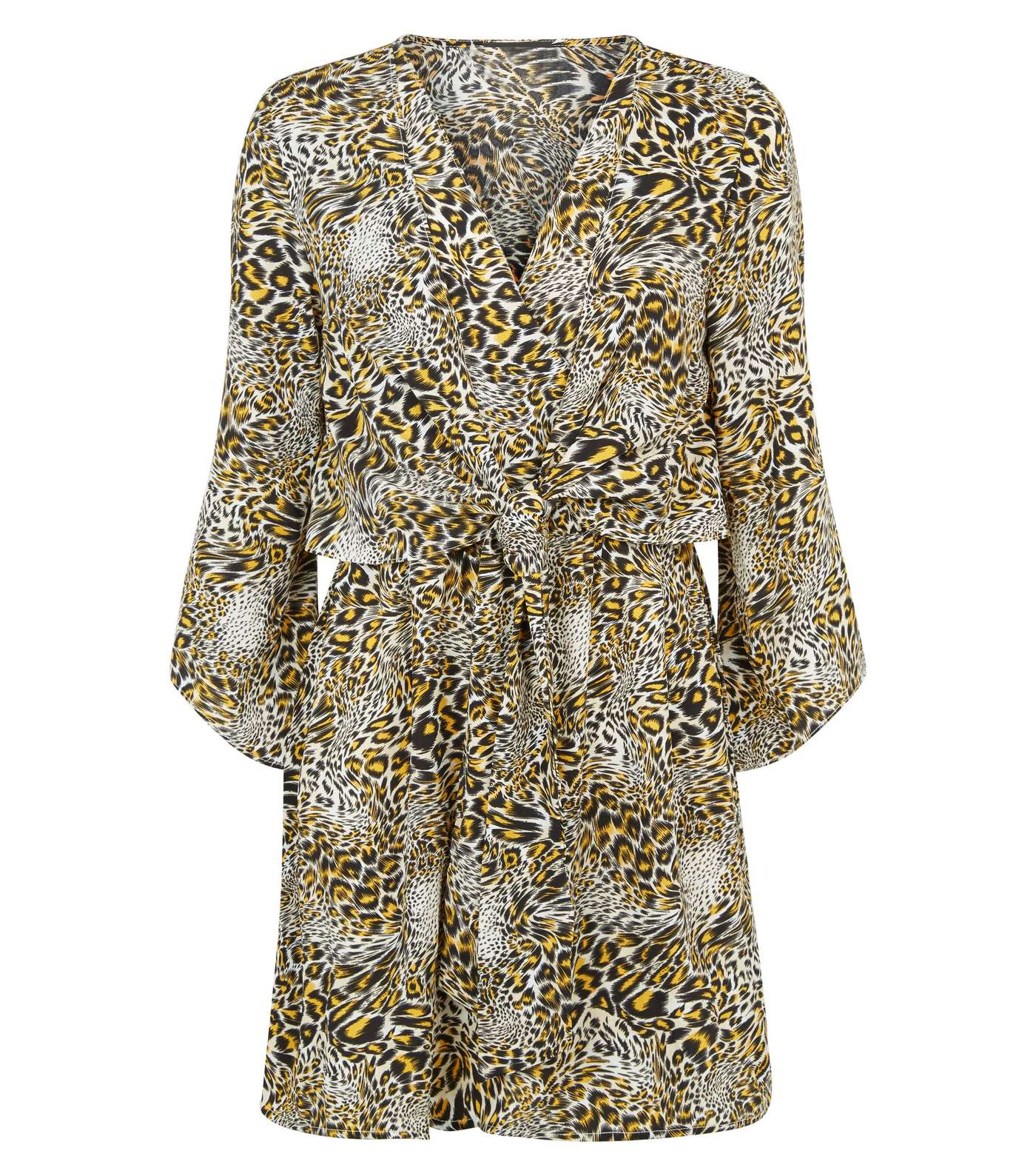 AX Paris Yellow Leopard Print Wrap Dress Image 4