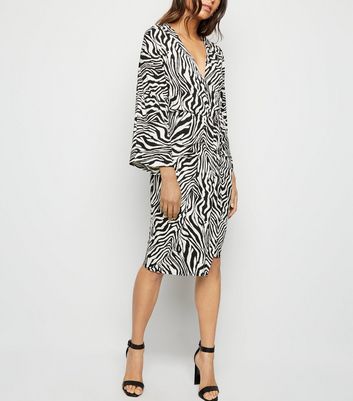 AX Paris Black Zebra Print Batwing Midi Dress New Look shop for AX Paris Black Zebra Print Batwing Midi Dress New Look at Shopo