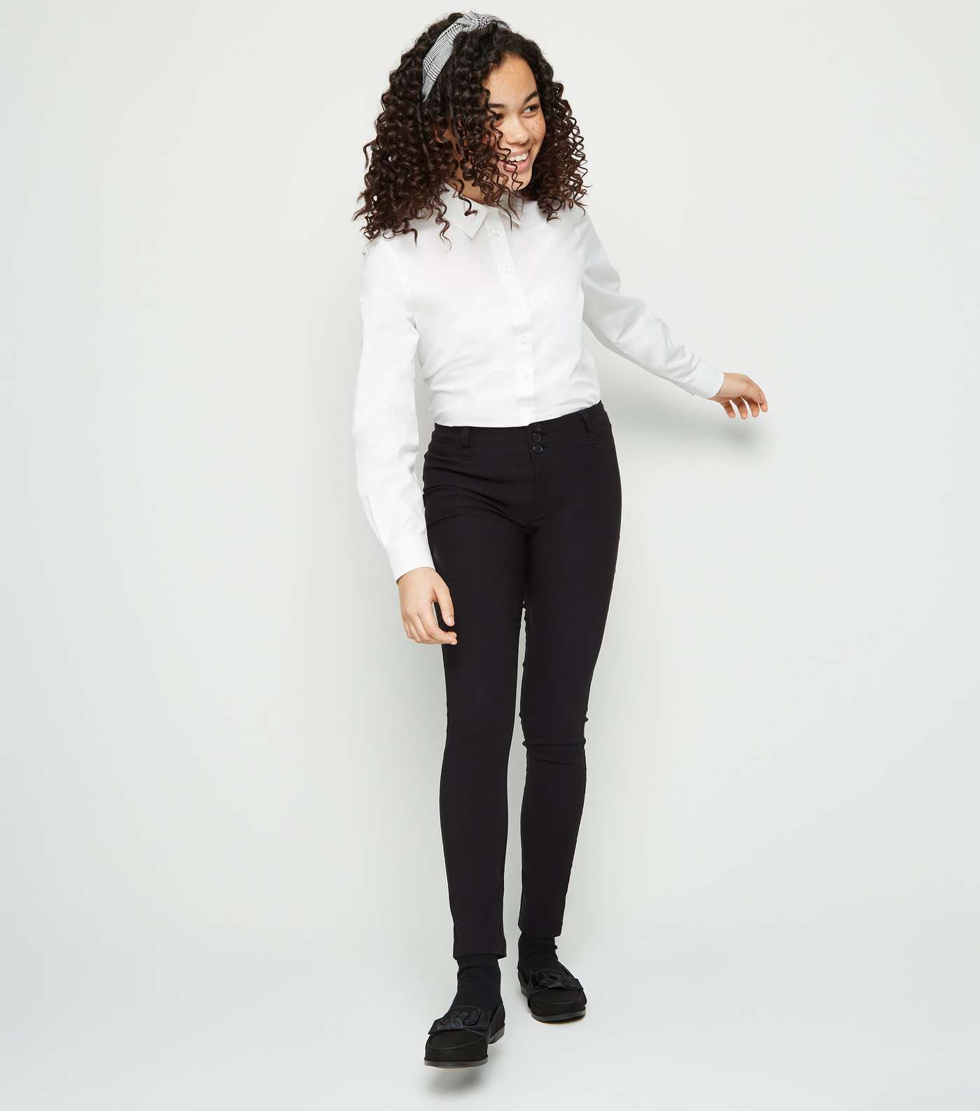 Girls Black 3 Button Super Skinny Trousers Image 5